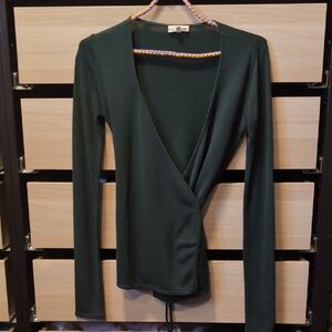 Wilfred Free Forest Green Wrap Top